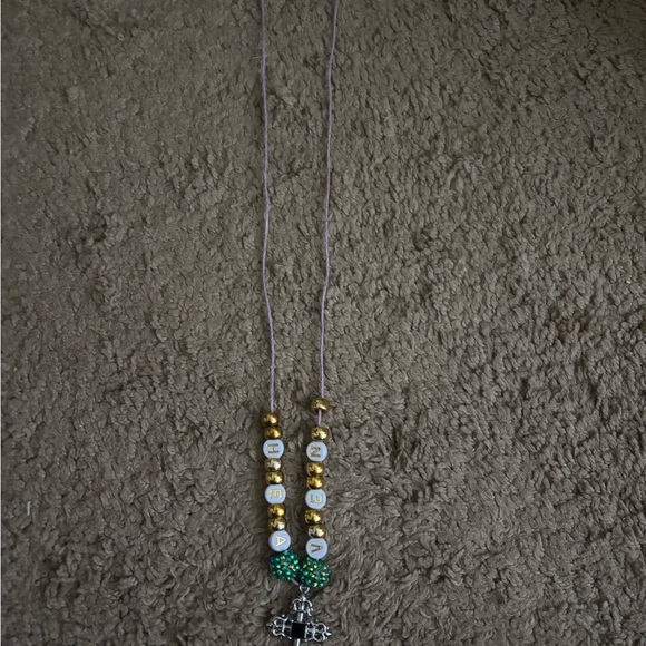 Beaded Necklace with Cross Pendant - Picture 1 of 2